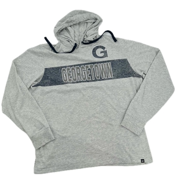 ‘47 Georgetown Hoyas Field Franklin Long Sleeve Hooded Tshirt Gray Mens Size XXL - Picture 1 of 14